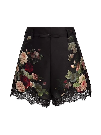 Hypnotic Floral Lace-Trim Shorts