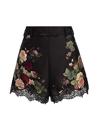 Hypnotic Floral Lace-Trim Shorts