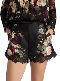 Hypnotic Floral Lace-Trim Shorts