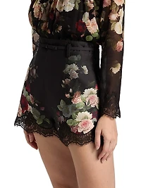 Hypnotic Floral Lace-Trim Shorts