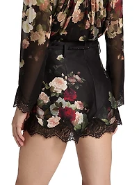 Hypnotic Floral Lace-Trim Shorts