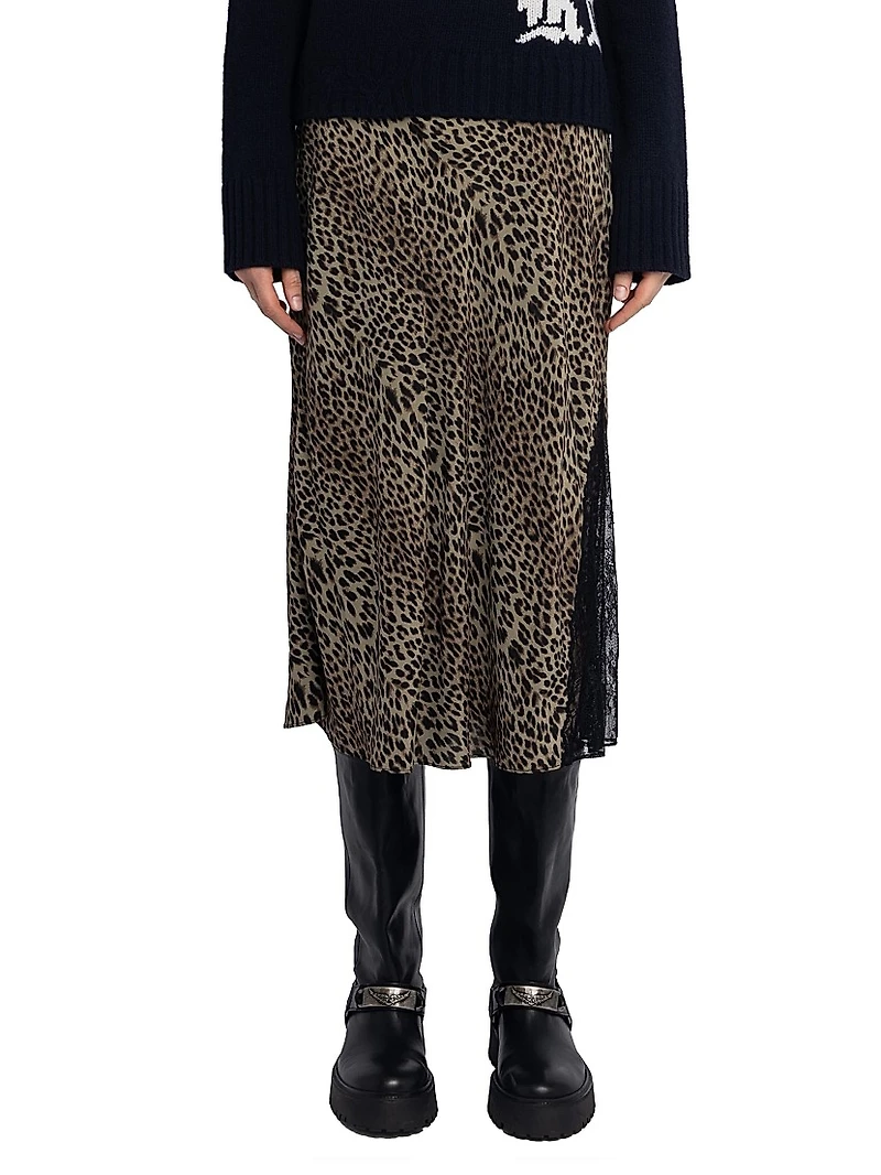 Jayla Leopard-Print Midi-Skirt
