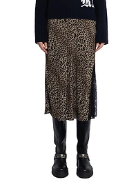 Jayla Leopard-Print Midi-Skirt