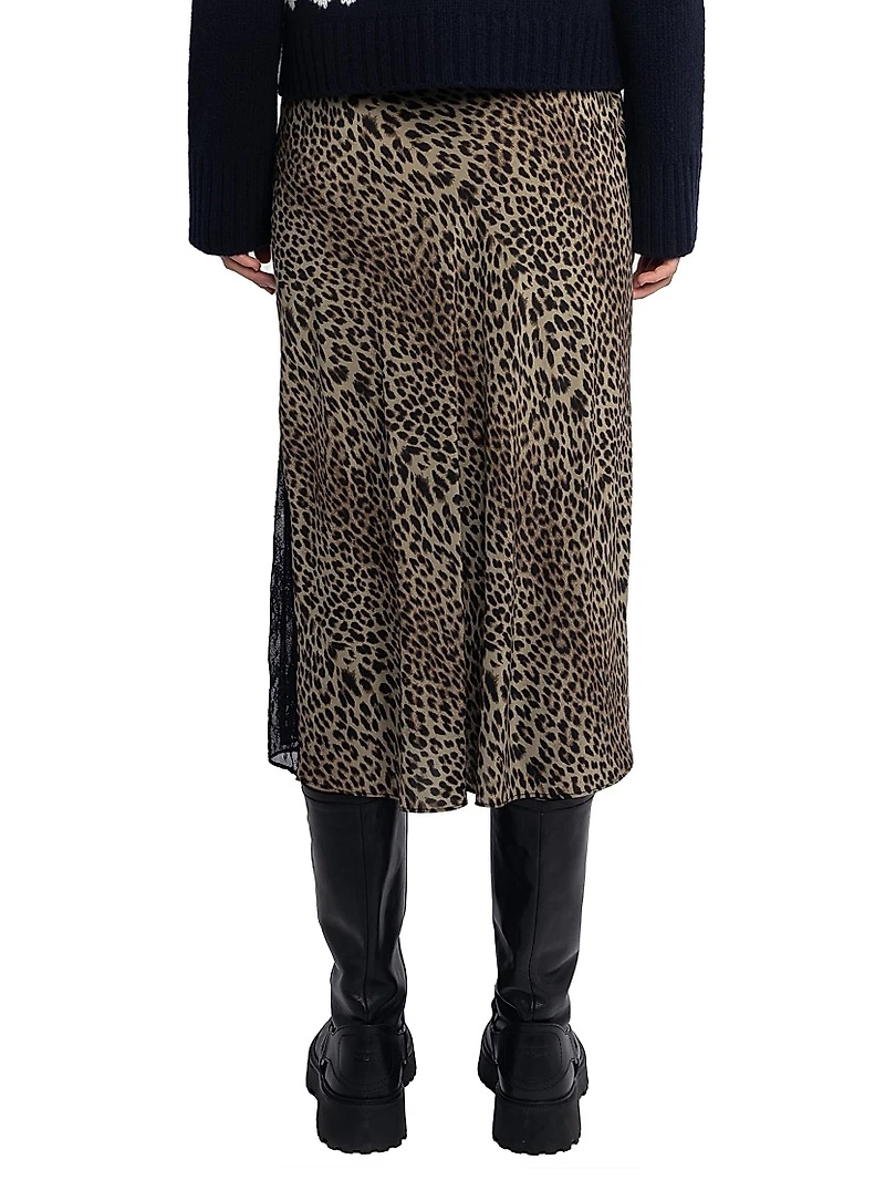 Jayla Leopard-Print Midi-Skirt