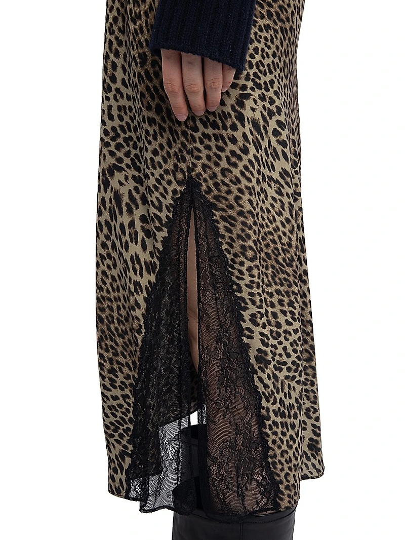Jayla Leopard-Print Midi-Skirt