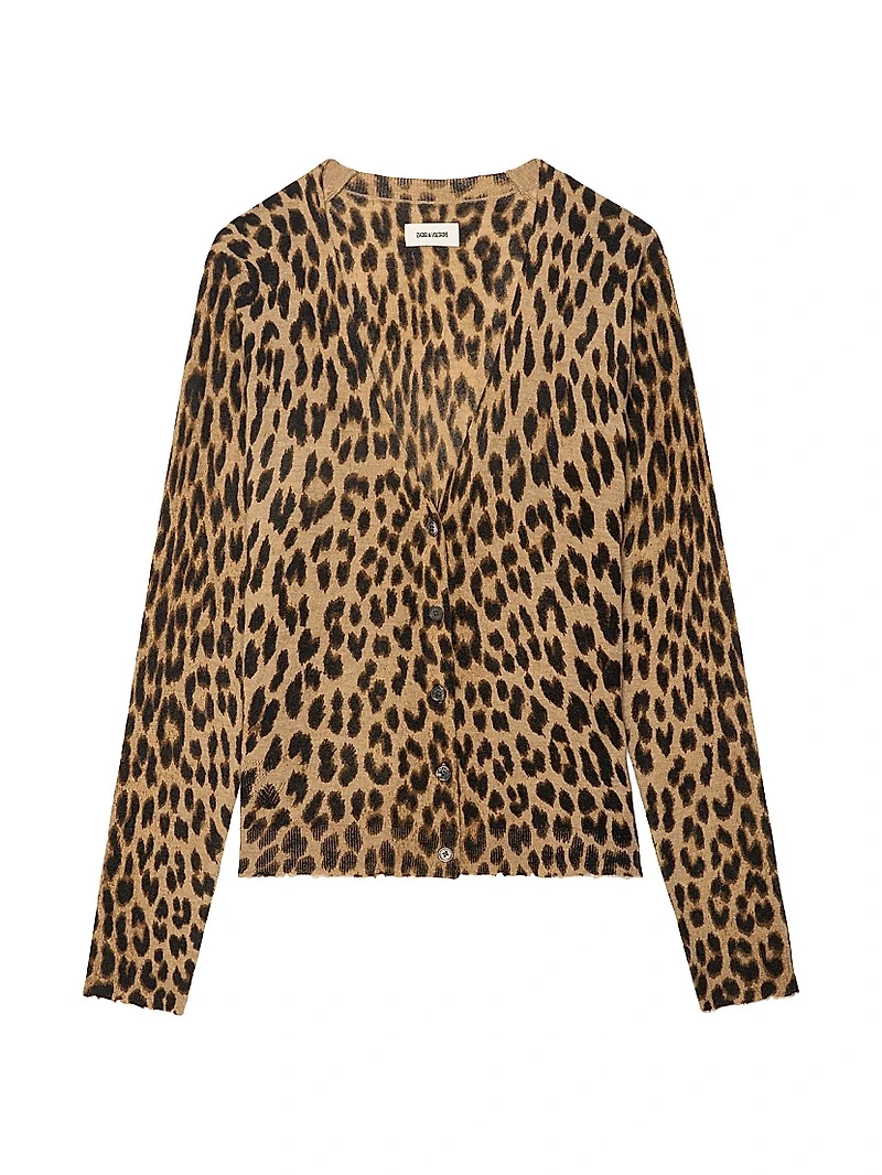 Manala Leopard Print Cashmere Cardigan