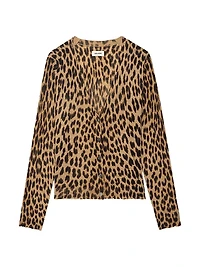Manala Leopard Print Cashmere Cardigan