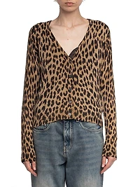 Manala Leopard Print Cashmere Cardigan