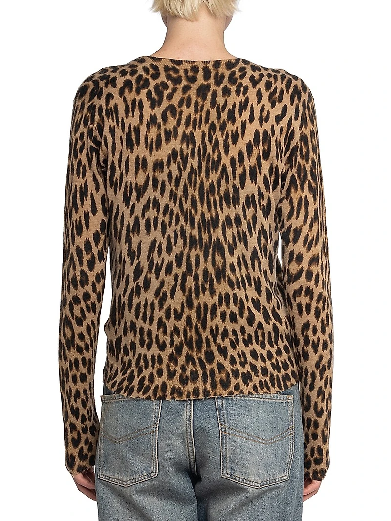 Manala Leopard Print Cashmere Cardigan