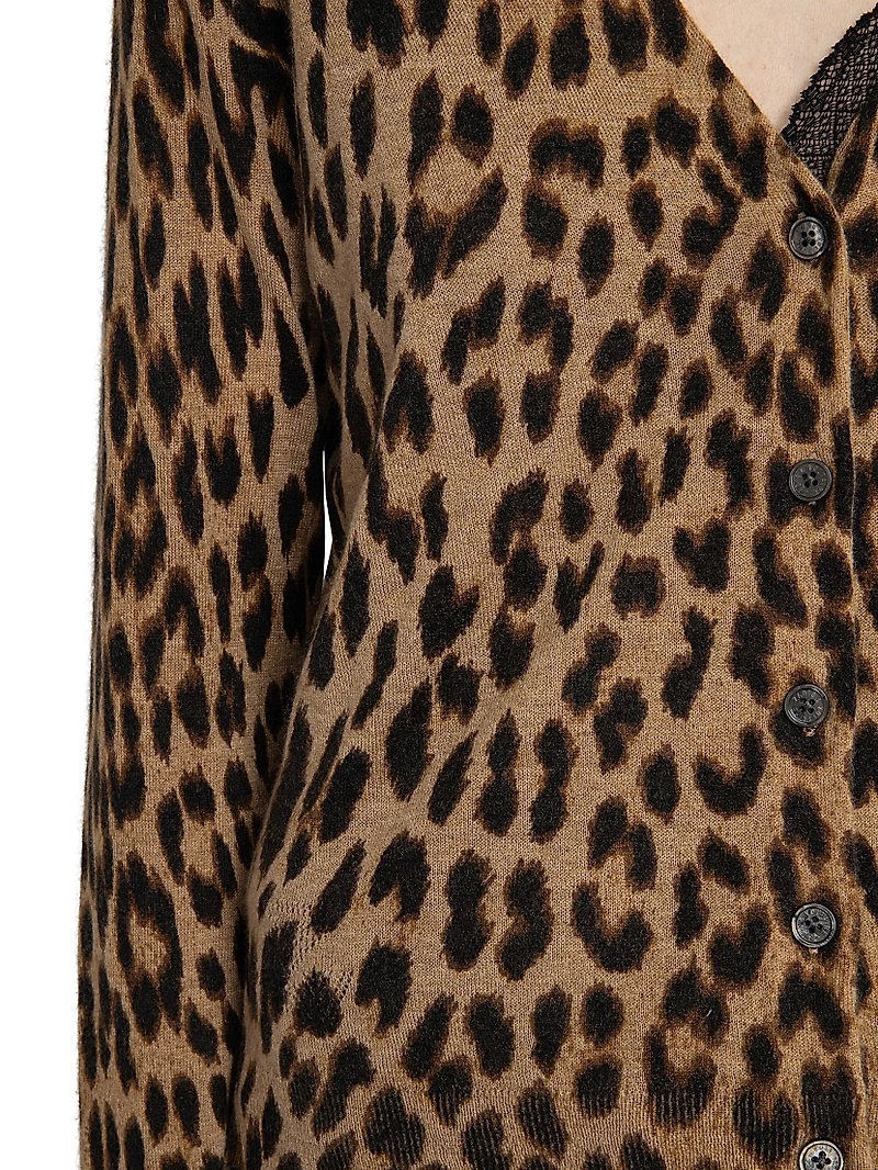 Manala Leopard Print Cashmere Cardigan