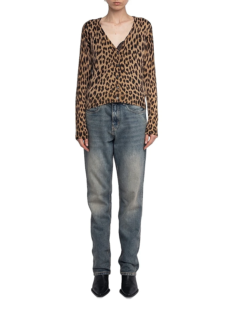 Manala Leopard Print Cashmere Cardigan