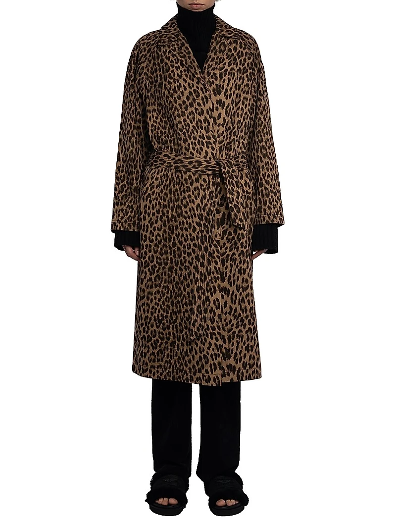 Mentle Leopard-Print Canvas Coat