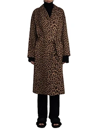 Mentle Leopard-Print Canvas Coat