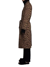 Mentle Leopard-Print Canvas Coat