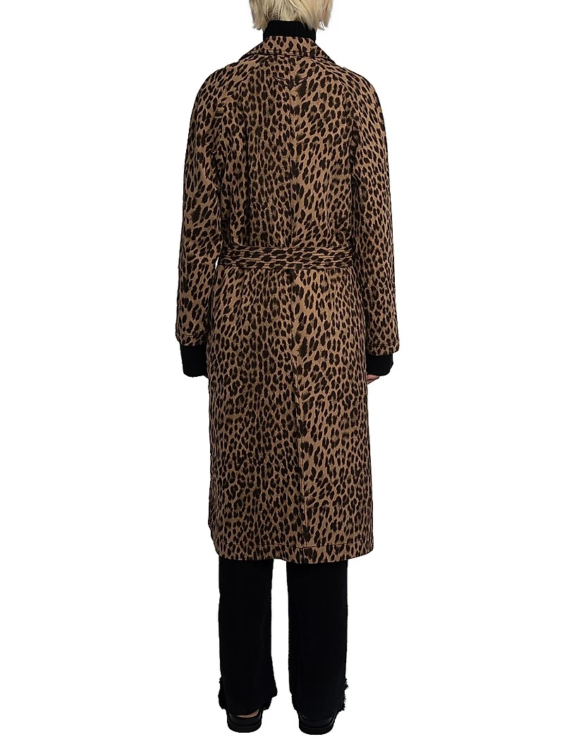 Mentle Leopard-Print Canvas Coat