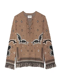 Leon Merino Wool Fringe-Trim Sweater