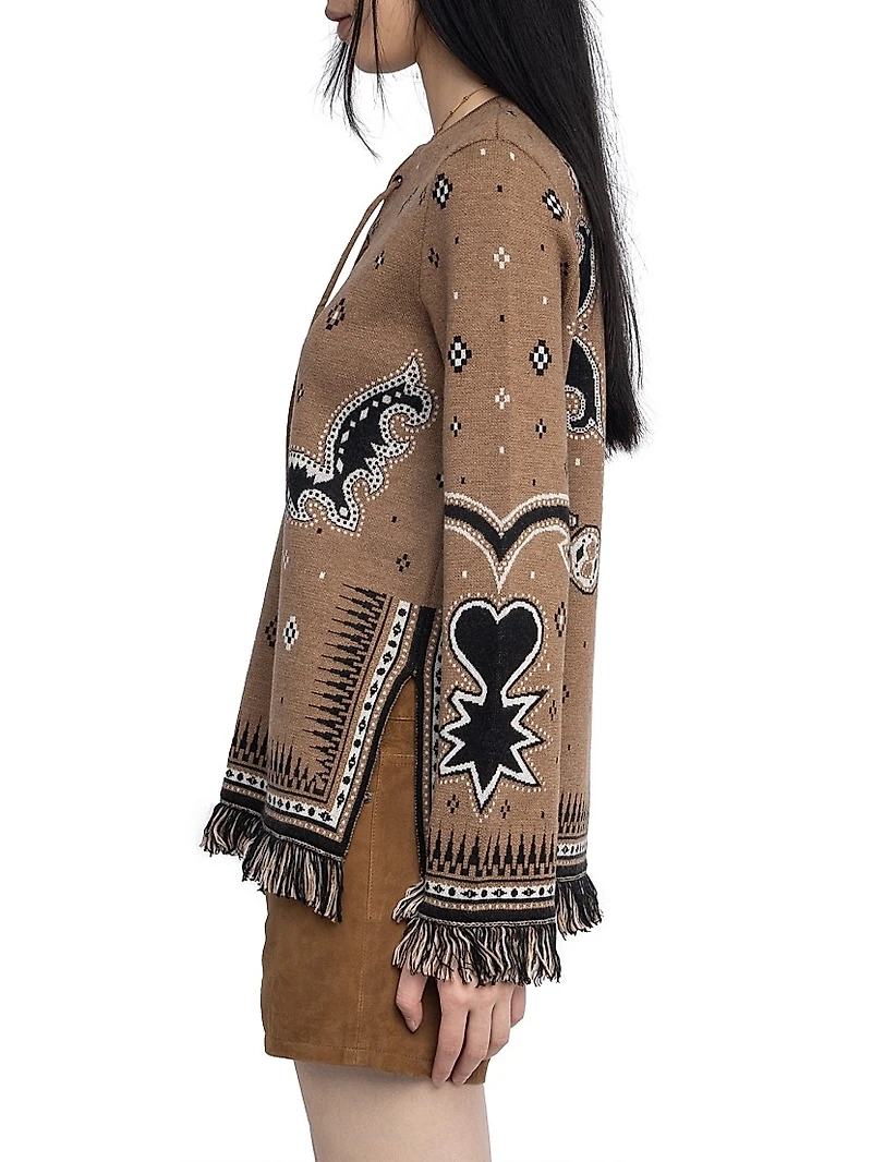 Leon Merino Wool Fringe-Trim Sweater