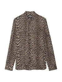 Tulba Leopard-Print Tieneck Shirt
