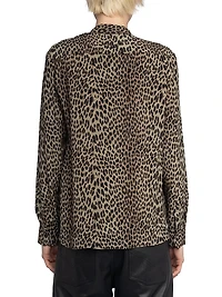 Tulba Leopard-Print Tieneck Shirt