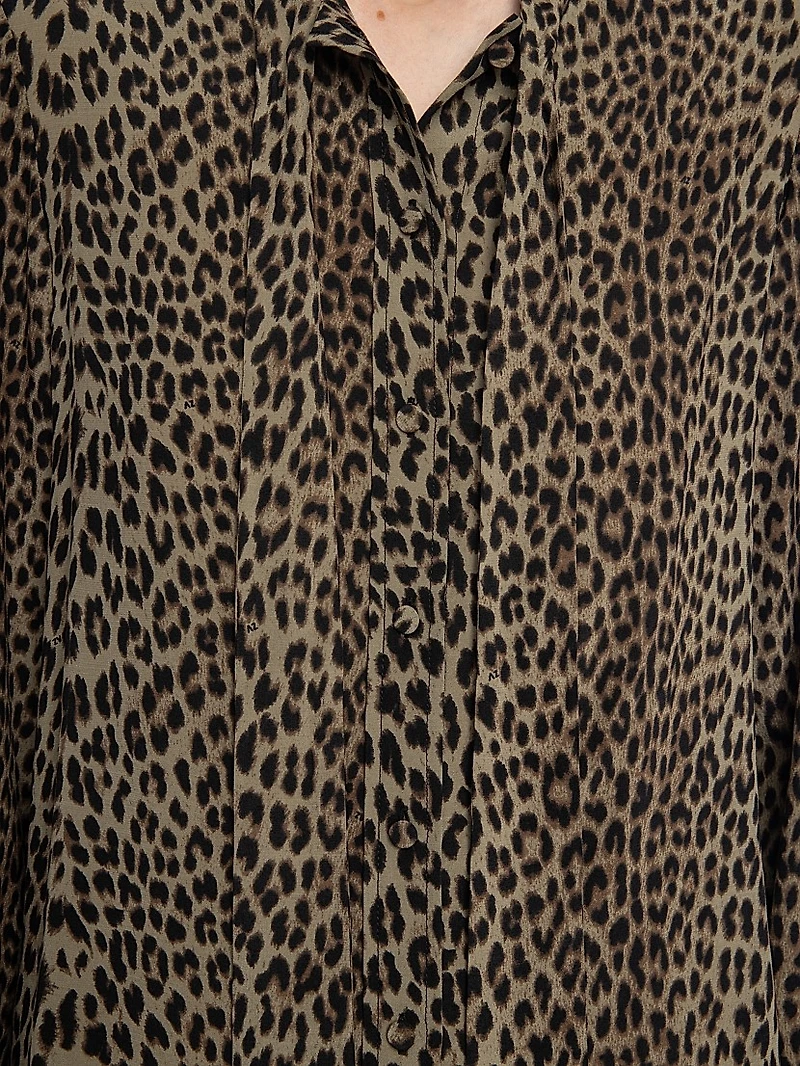 Tulba Leopard-Print Tieneck Shirt