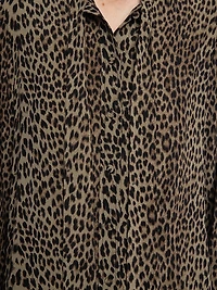 Tulba Leopard-Print Tieneck Shirt