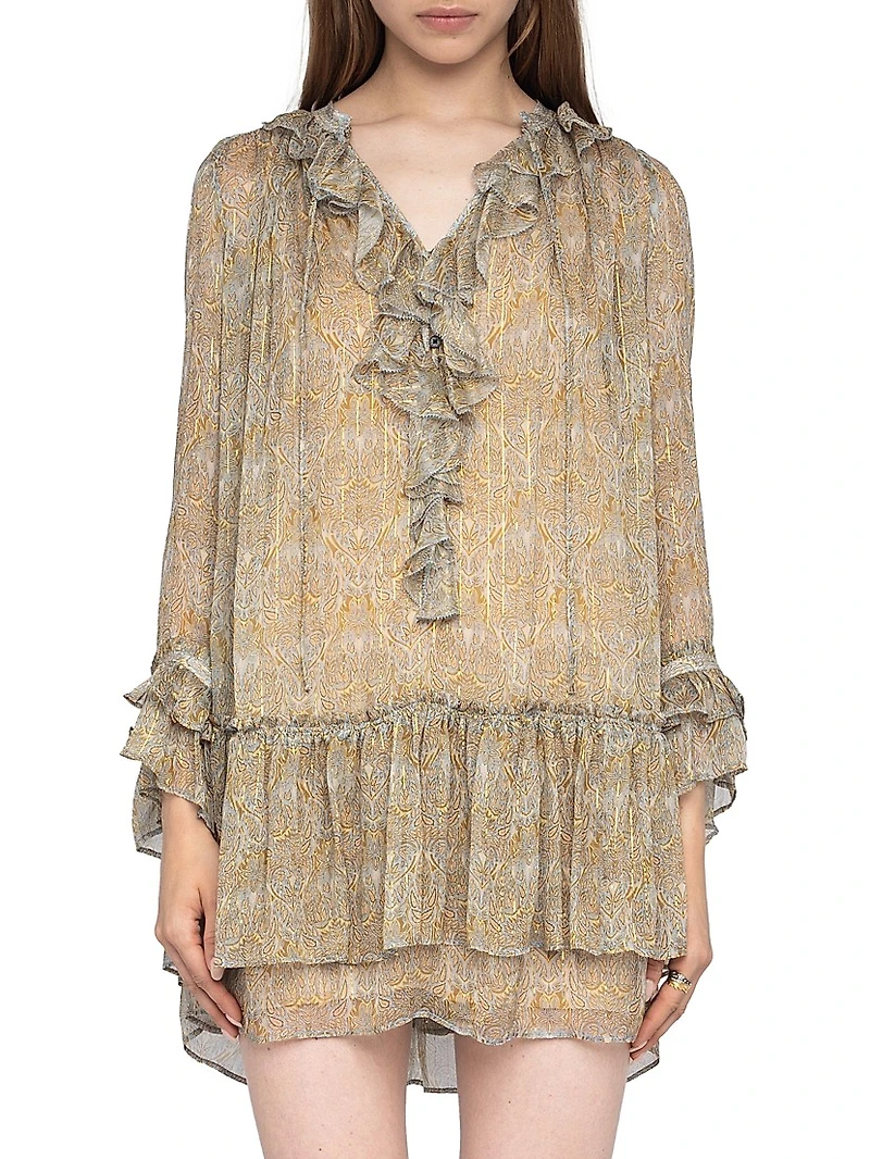 Ralice Metallic Paisley Minidress