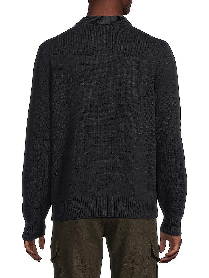 Wool-Cashmere Zip-Front Polo Sweater