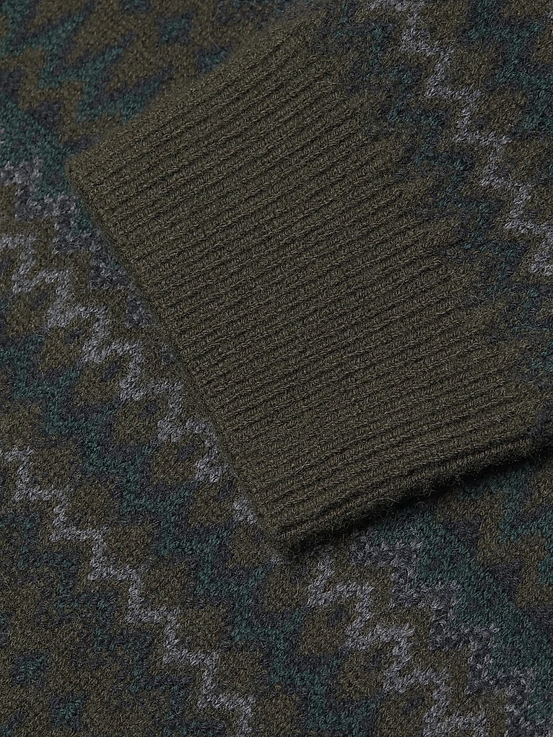 Fair Isle-Inspired Johnny Collar Wool-Cashmere Sweater