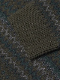 Fair Isle-Inspired Johnny Collar Wool-Cashmere Sweater