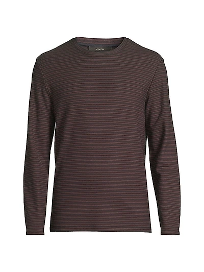 Striped Cotton Piqué Crewneck Top