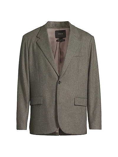 Wool Flannel Single-Breasted Blazer