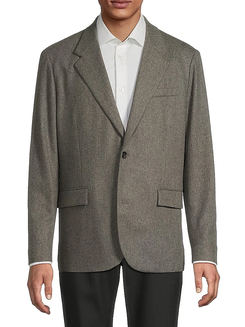 Wool Flannel Single-Breasted Blazer