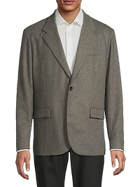 Wool Flannel Single-Breasted Blazer
