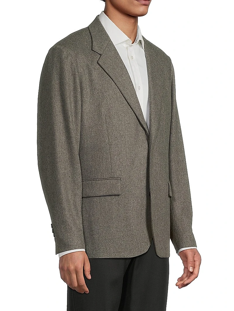 Wool Flannel Single-Breasted Blazer