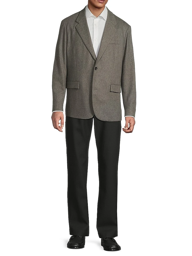 Wool Flannel Single-Breasted Blazer