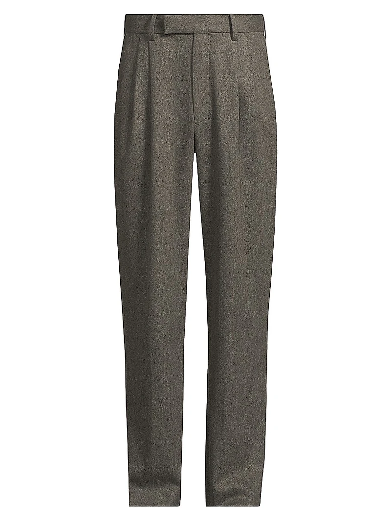 Wool Double Pleated Trousers