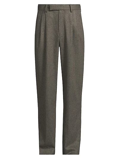 Wool Double Pleated Trousers