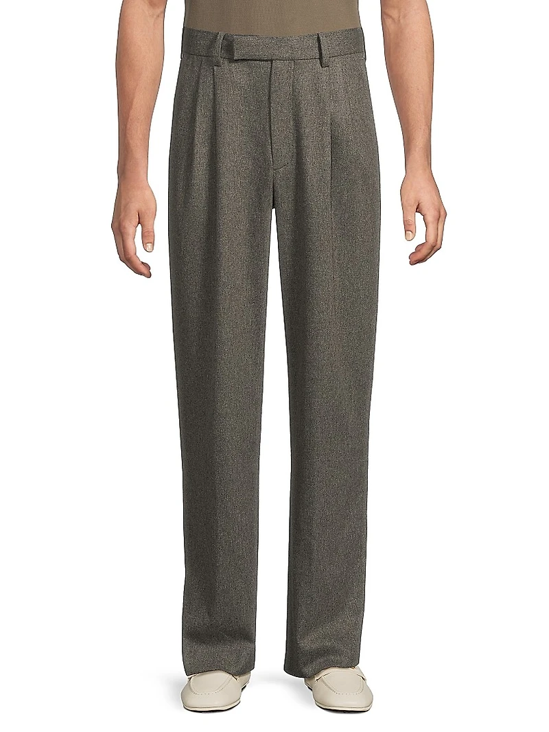 Wool Double Pleated Trousers