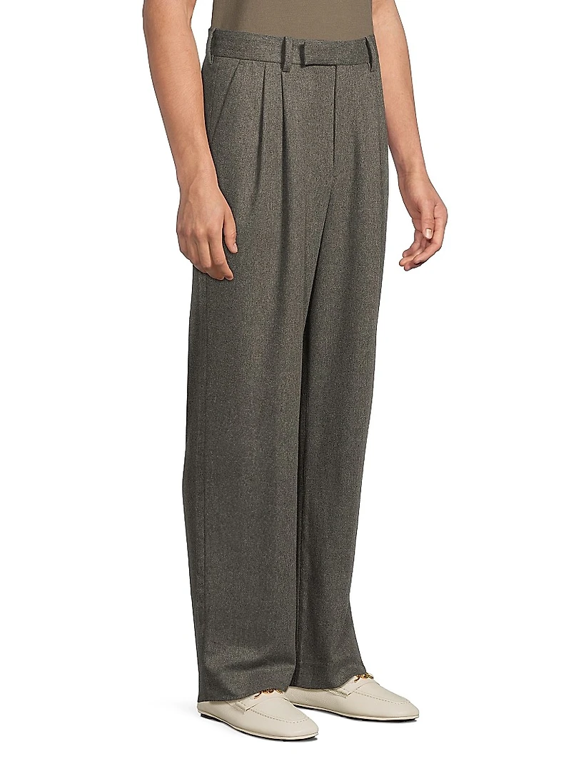 Wool Double Pleated Trousers