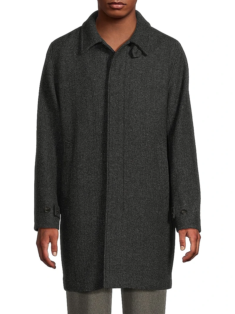 Balmacaan Classic-Fit Herringbone Wool-Blend Top Coat