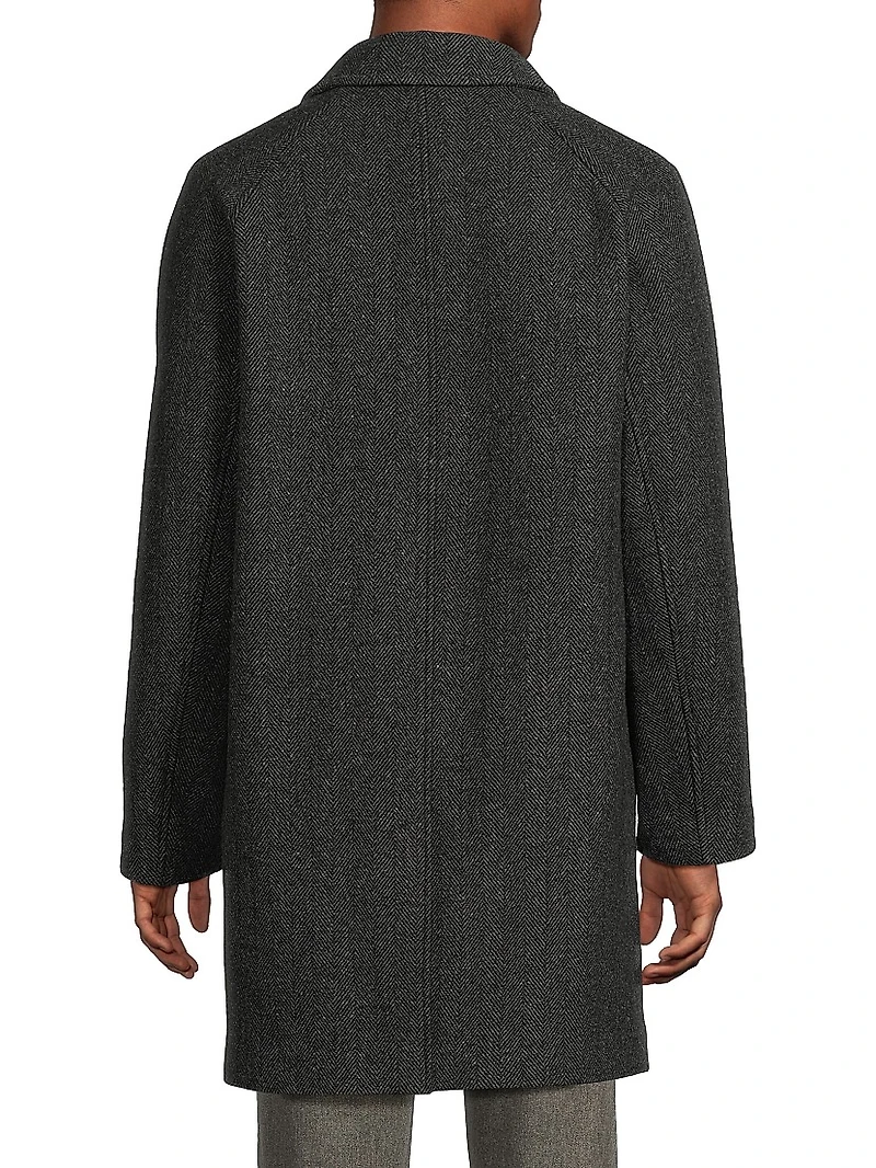 Balmacaan Classic-Fit Herringbone Wool-Blend Top Coat