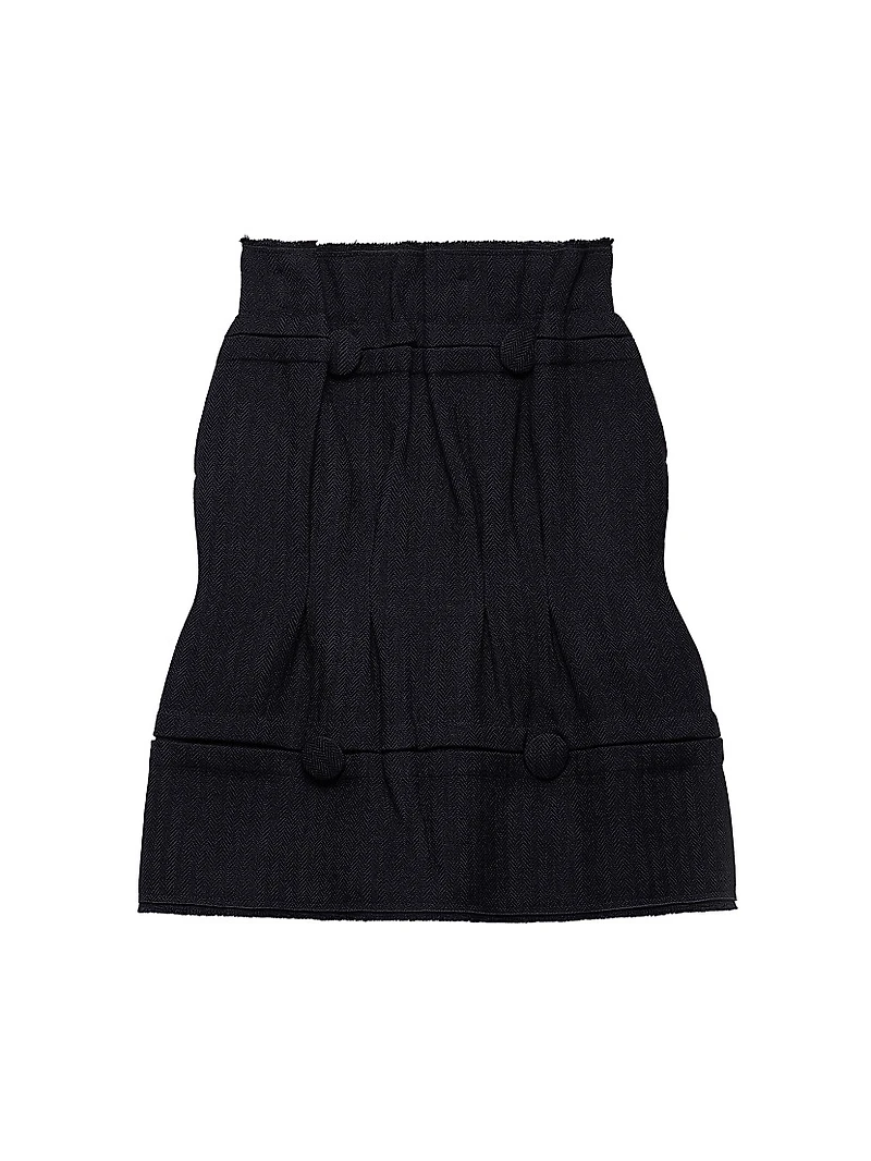 Chevron Wool Midi Skirt
