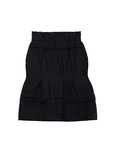 Chevron Wool Midi Skirt