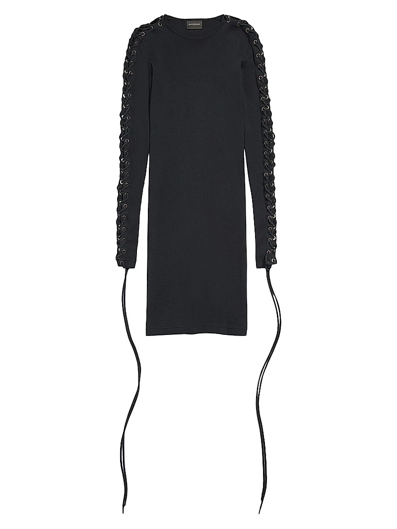 Lace-up Long Sleeve Dress