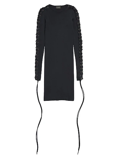 Lace-up Long Sleeve Dress
