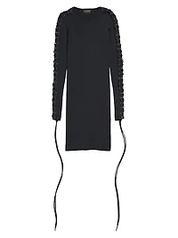 Lace-up Long Sleeve Dress