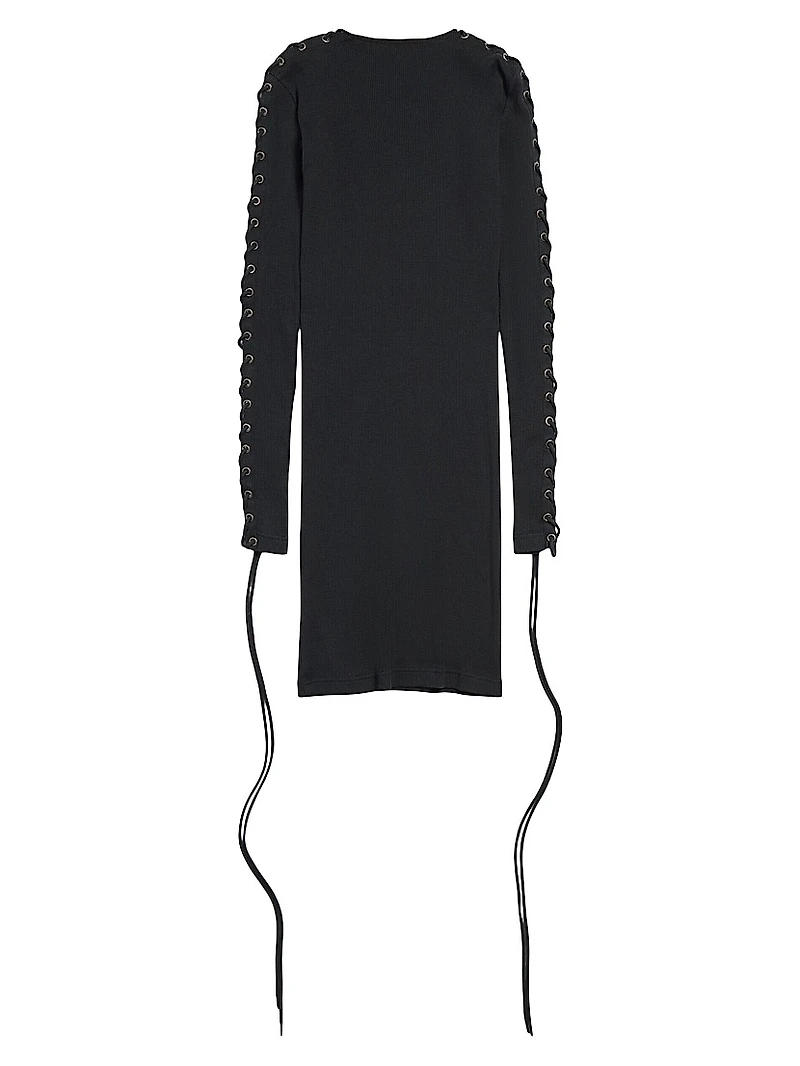 Lace-up Long Sleeve Dress