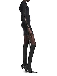 Lace-up Long Sleeve Dress