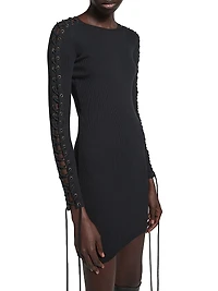 Lace-up Long Sleeve Dress