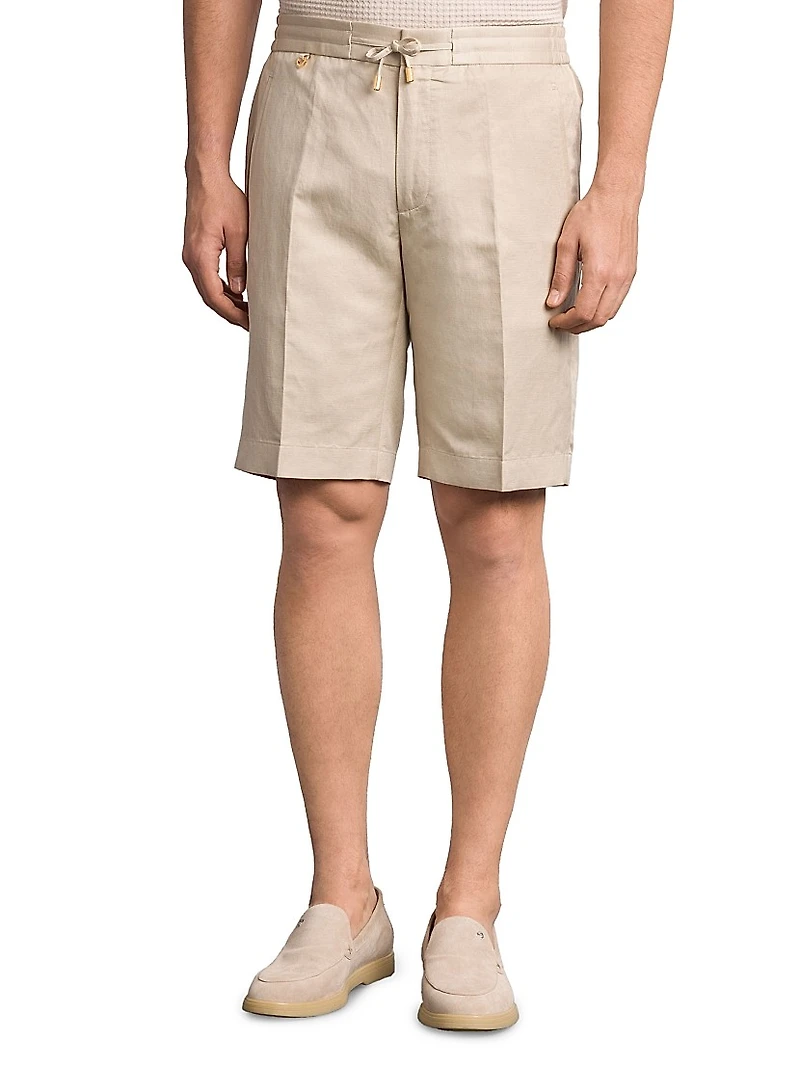 Refined Linen-Silk Bermuda Shorts